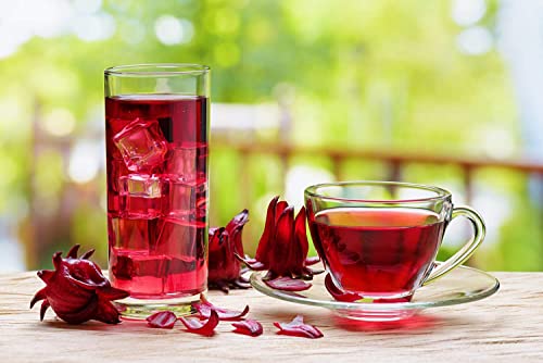 Hibiscus Dried Cut Flowers, 4 Oz, And Crystal Tea Infuser - Rose Quartz, Hibiscus Tea, Te De Jamaica Resealable Bag #TOP3