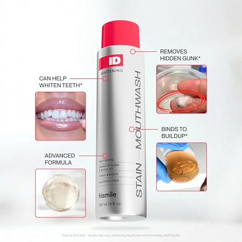 Hismile iD Stain Whitening Mundspülung – Alkoholfreie Aufhellungsspülung mit Wasserstoffperoxid & Ätherischen Ölen… – Ansicht 3