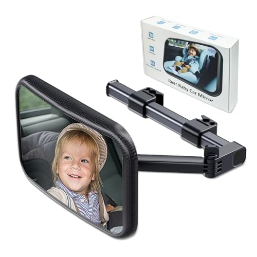 Espejo Coche Bebé Asiento Trasero,Espejo Retrovisor Bebe Coche con Clips Metálico,Espelho Retrovisor para Bebés 360 Graus,Estirable Campo de Visión Extragrande Retrovisor Coche Bebe