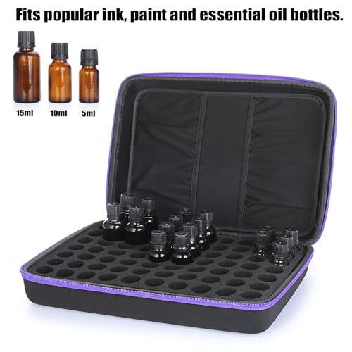 Image of ELLDOO Alcohol Ink Storage Carry Case, Fits up to 70 Bottles, Alcohol Ink Case Miniature Paint Carry Organizer for Ink and Paints with Foam Insert and Inner Storage Pocket, Purple (Ink not Included)