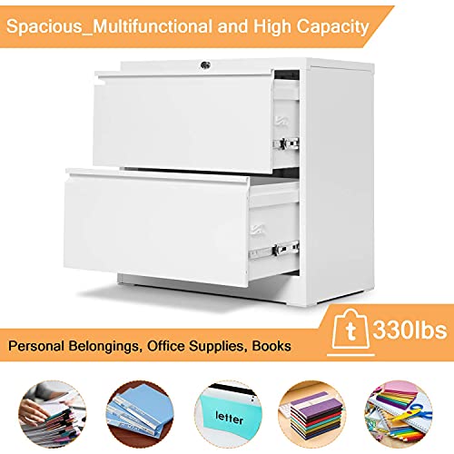 Aobabo 2 Drawer Lateral File Cabinet,Lockable Metal Filing Cabinet, Steel Files Cabinet With Letter/Legal Size Drawer For Office,Assembly Required (White)… #TOP1