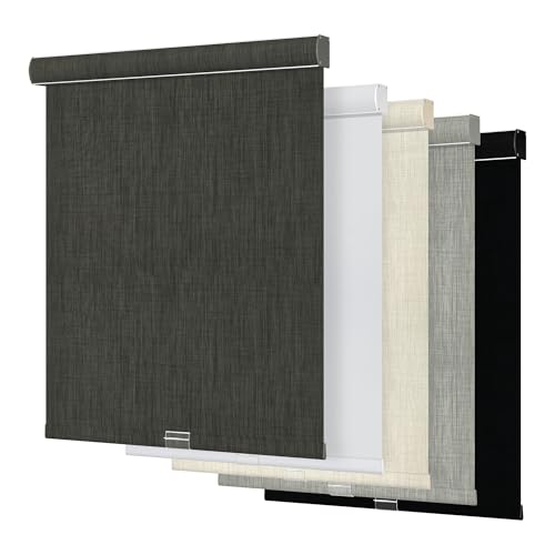 Boolegon Blackout Roller Shades for Windows,Cordless,Linen Fabric,Roller Blinds for Windows,Thermal