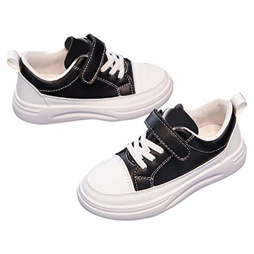 New Leather Rubber Shoes for Boys Girls Lightweight Canvas Shoes Athletic Running Classic Adjustable Strap Sneakers