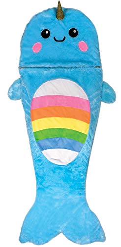 iscream Rainbow Narwhal 79  x 36.5  Faux Sherpa-Lined Plush Fleece Zippered Sleeping Bag