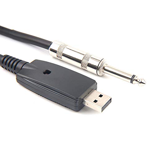 USB Guitar Cable,Guitar Bass to PC USB Recording Cable Adapter Converter Connection Interface, USB to 6.5mm Jack Computer Recording Cable (USB Guitar Cable)