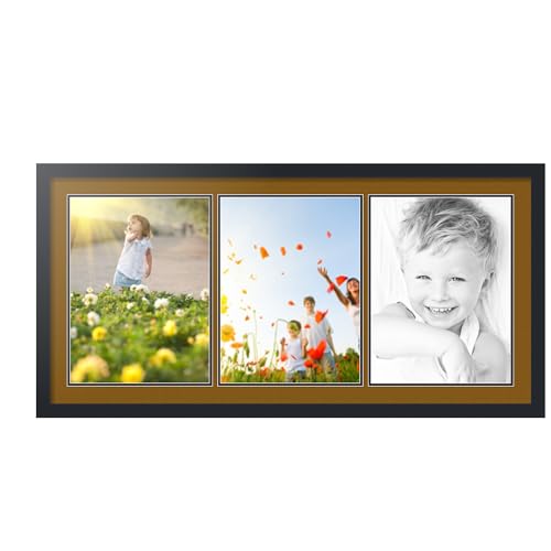 ArtToFrames Collage Picture Frame 3 Opening 3-12x16 Photo Frame | Made in USA | Black Frame Coronado and Black Mats | Wall Mount Multi Photo Display 44X22 Full Size