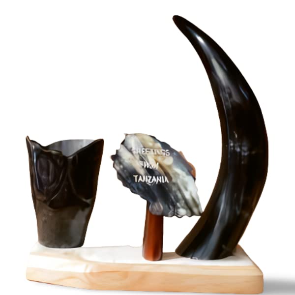 Porte-stylo de Tanzanie en bois sculpté pour bureau élégant