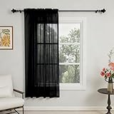 GFCC Cortinas Translucidas Salon 1 Piezas Visillos Negro Dormitorio para...