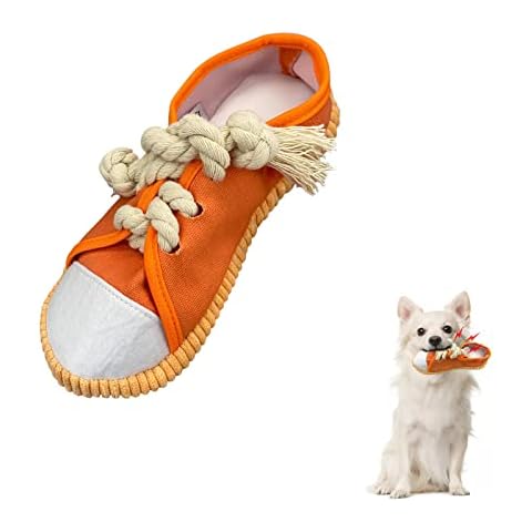 Andiker Dog Squeaky Toy, Durable Shoes-shaped Dog Chew Toys with Squeakers to Reduce Boredom and Consume Extra Energy Interactive Puppy Chew Toys for Small Medium Large Dogs (orange) Cover