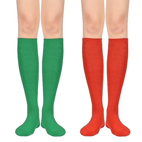 Image of Century Star 2-Pack Long Knee High Socks for Women-Mixed Striped Tube Socks Causal Stockings