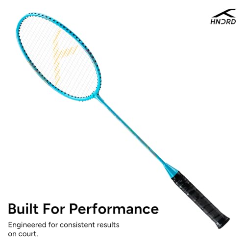 Image of Hundred Powertek 200 Aluminium Badminton Racket Combo, 1 Strung Racket with Full Cover & 3 Aura Nylon Shuttlecocks, Lightweight Shuttle Bats for Match Play