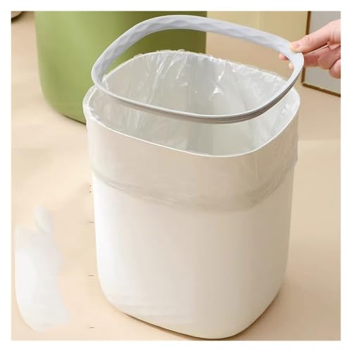 Caneca de basura blanca cilíndrica grande para hogar miniatura 3
