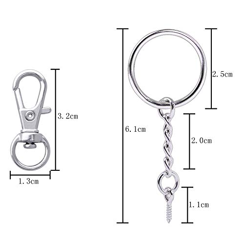 Bronagrand 50 Pieces Metal Swivel Clasps Lanyard Snap Hook Lobster Claw Clasp And Key Rings Keychain With 11Mm Screw Eye Pins(Small Size) #TOP5