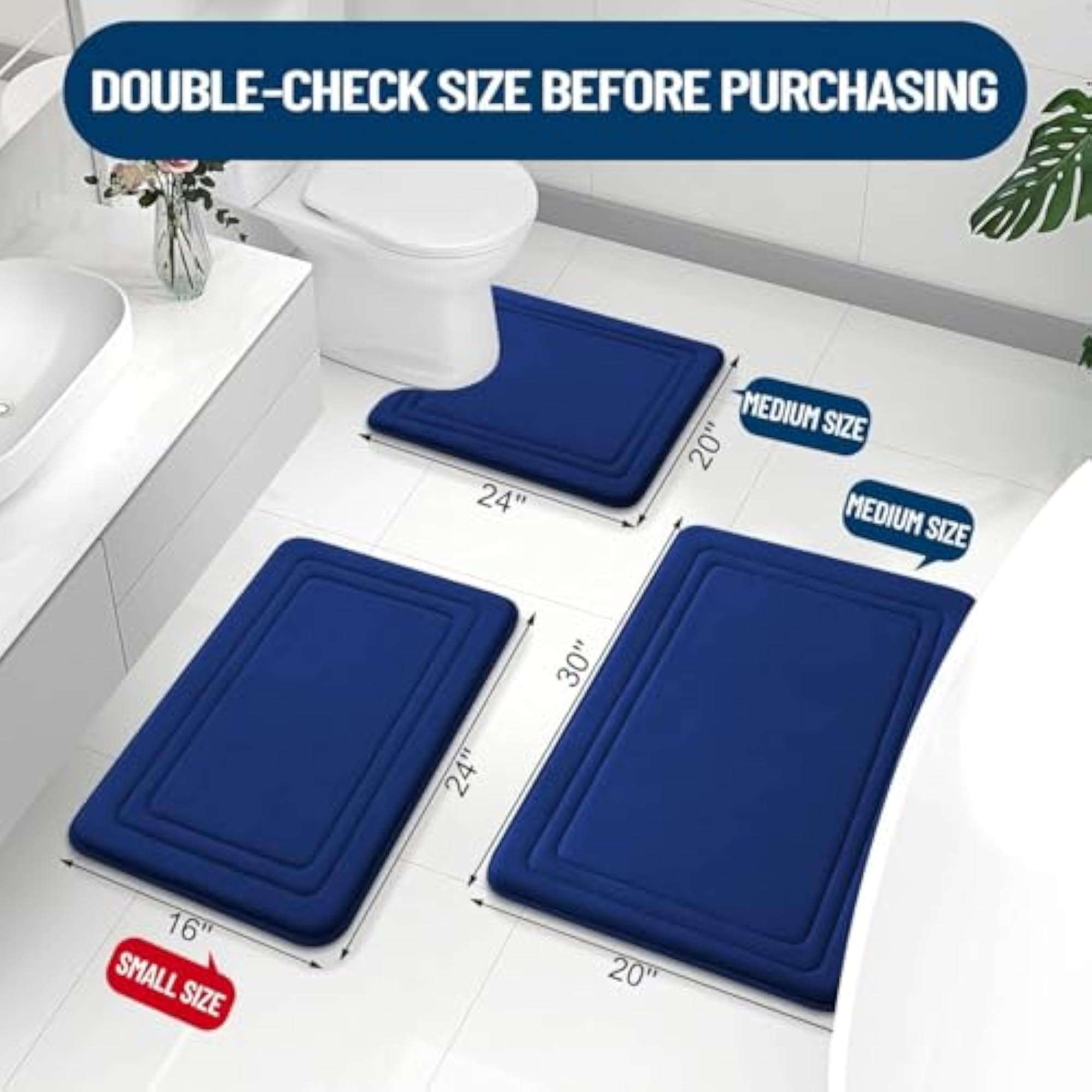 Ultra Soft Memory Foam Bath Rug, Non-Slip and Absorbent