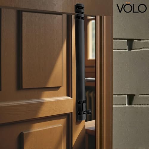 Image of VOLO Aluminium Tower Bolt with Stainless Steel Rod - Heavy Duty Door & Window Latch for Home and Office | Main Door Tower Bolt | Kundi /Chitakini | Pack of 2 Pieces (Black, 12 Inch)