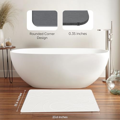 Stone Bath Mat Diatomaceous Earth Bath Mat 24.6 * 17inch Beige