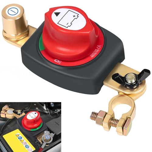 TZEKING Desconectador de Bateria Polo Negativo,Ajustable 180° Interruptor de Batería ON-OFF,12V Corta Corriente Bateria,Aislador de Batería Interruptor de Apagado