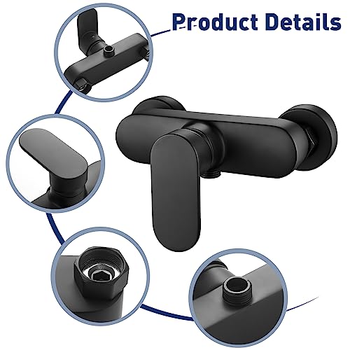 Namuoto Shower Mixer Taps Bar Black Wall Mounted Brass Manual Shower Faucet - Image 4