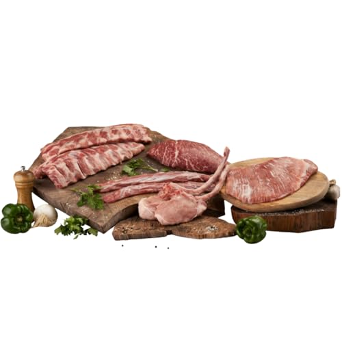 Naturuel Gourmet - Pack Degustación Naturuel - 2 Chuletas de Tomahawk, 2 Costillas Tira, 2 Lagartos, 1 Secreto y 1 Presa - Envasado al Vacío en Nevera Protectora - Envío Frío con Seur