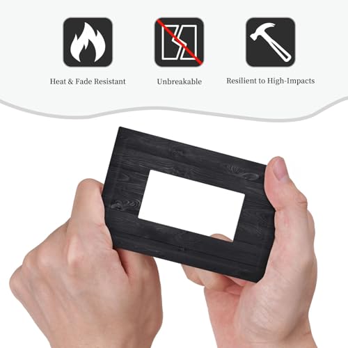 Decorative Outlet Covers Vintage Black Wood Plank Wooden Board 1 Gang Rocker Light Switch Cover Plate Single Decora Light Switch Covers Wall Plate Faceplate for Farmhouse Decor