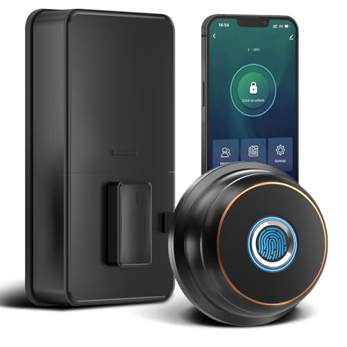 Schloß Fingerprint Door Lock Smart Deadbolt, Fingerprint Deadbolt Door Lock Smart Door Lock with App, Keyless Entry Door Lock,Auto Lock, Black