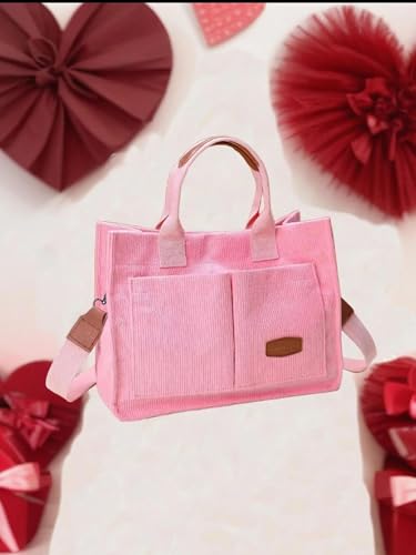 Image of Cherry Tote Bag for Women Canvas Patched Purse Cute Shoulder Bag Multi-Pocket Satchel Handbag for work travel