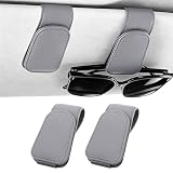Heshebuy 2 Stück Brillenhalter für Auto Sonnenblende, Brillenhalter für Auto, Sonnenbrillenhalter Auto, Magnetische Auto Visier Brillenhalter,Sonnenbrillen Halterung/Ticket-Kartenclip (Hellgrau)