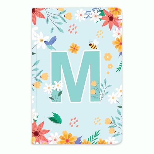 Image of Initial M Premium Soft Bound Notebook Diary for Girls and Women (B6, 90 GSM, 160 Ruled Pages) Floral Design Notebook Journal Diary