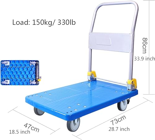 Carro de plataforma de acero plegable con ruedas resistentes para transporte 2