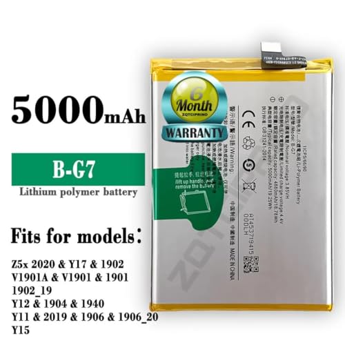 Image of Original B-G7 Battery for Vivo Y12, Y15, Y17, Z1 Pro & U10 25X 2020 /1902 V1901A / 1901 1904 /1940 Y11 / 2019 /Y15 Battery with 6 Month Warranty**** (B174)
