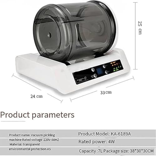 Vacuum Tumbler 7L - Marinator Machine with Digital Timer & LED Display, for Fast Pickling of Meat, Includes Barrel and 20 Disposable Gloves