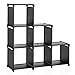 SONGMICS 6 Cube Storage Shelves, DIY Modular Bookshelf Toy Rack, Display Cabinet and Closet Organizer Unit, Black ULSN63BK