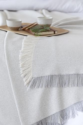 Todocama - Colcha Multiusos Sofa, Manta Foulard, Plaid para Cama, Cubresofa Cubrecama, Jarapas, Fabricado en España, Lisa. (180x260cm, Gris Claro) - imagen 5