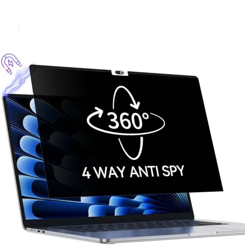 Image of Protescreen 360 Magnetic Privacy Filter forMacBook 13.6 /13 Inch (2022-2026, M2 M3 M4 M5), Anti Peep Anti Glare Blue Light Mac Privacy Film, 4-Way Privacy Filter
