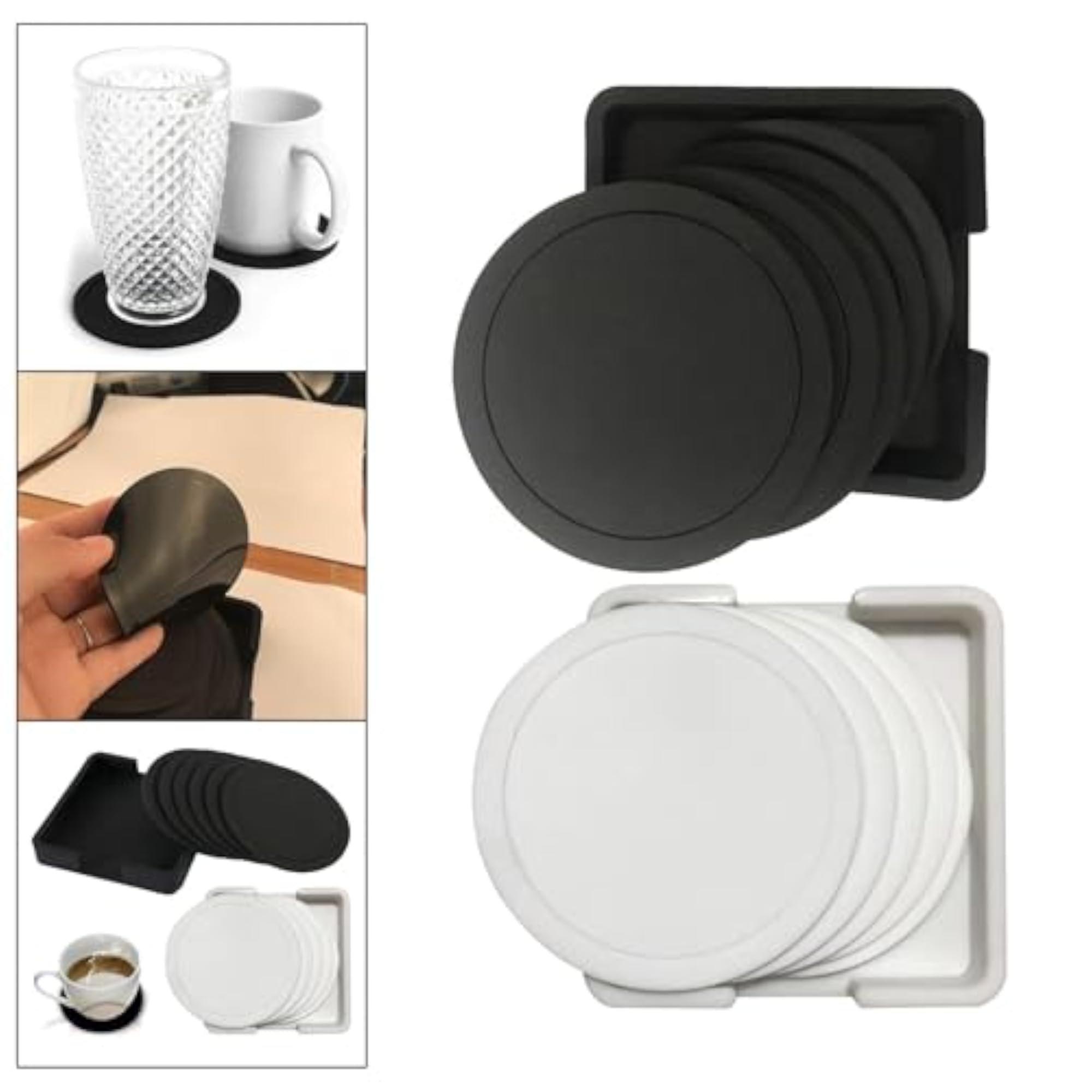 7X Heat Resistant Table Coaster Set, Black