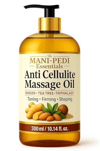 TMPE Anti Cellulite Shape-Up Slimming Massage Oil with Natural power of Triphaladi, Ginger & Tea-Tree Oils. Toning, Firming & Shaping. No More Bumpy Skin, Strawberry Legs. Cellulite Remover for Legs – 300ml