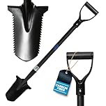 CKG Carbon Metal Detecting Shovel Digging Tool with Double Serrated Blade – Lightweight Digger Garden Root Cutter, Spade Professional Metal Detector Accessories, Gold Digger Shovel - Carbon Black