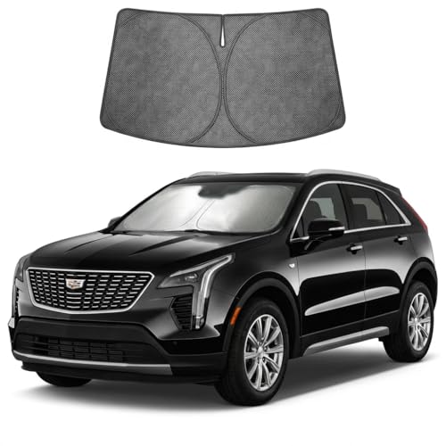 Image of Proadsy Windshield Sun Shade Custom Fit Cadillac XT4 2019-2026 Ice Crystal Black Front Window Sunshade UV and Heat Blocker Foldable Visor Keeps Car Cooler for Summer Parking and Daily Use