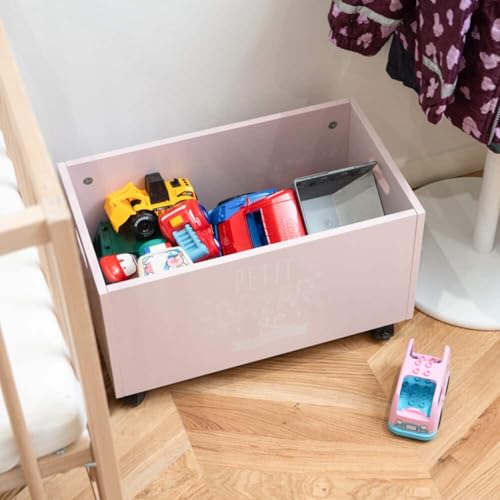 Coffre à jouets rose en bois MDF Well Home design