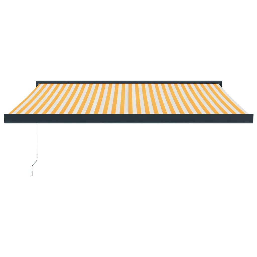Tenda da Sole Retrattile Gialla e Bianca, Tessuto Poliestere con Rivestimento PU e Struttura in Alluminio, Braccio Articolato, per Balcone Terrazza Bar, 3.5 x 2.5 m