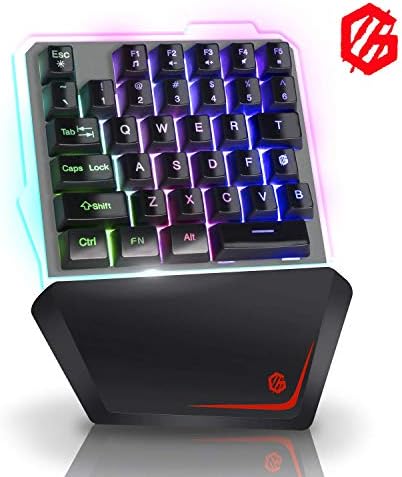 Giixer One Handed Gaming Keyboard, 35 Key RGB LED Back Lighted Wired Single Handed Game Keyboard Portable Mini Gaming Keyboard for PC/Phone Gamers