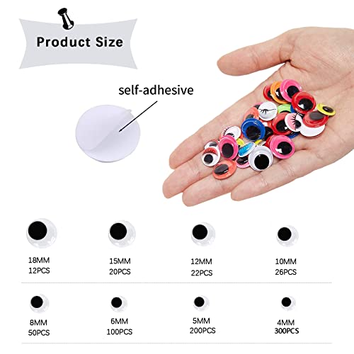 750pcs wiggle eyes self-adhesive googly eyes 4mm18mm