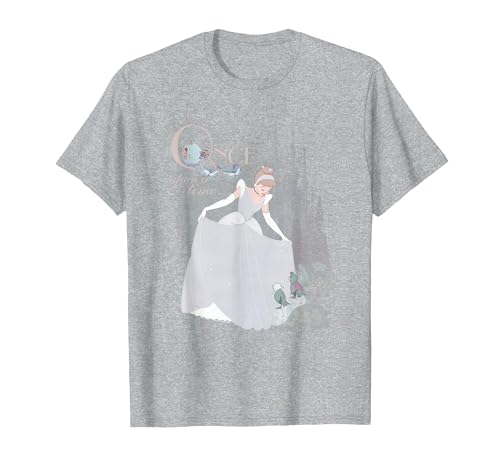 Disney Princess Cinderella Vintage Once Upon a Time T-Shirt, Men, Heather Grey, Small