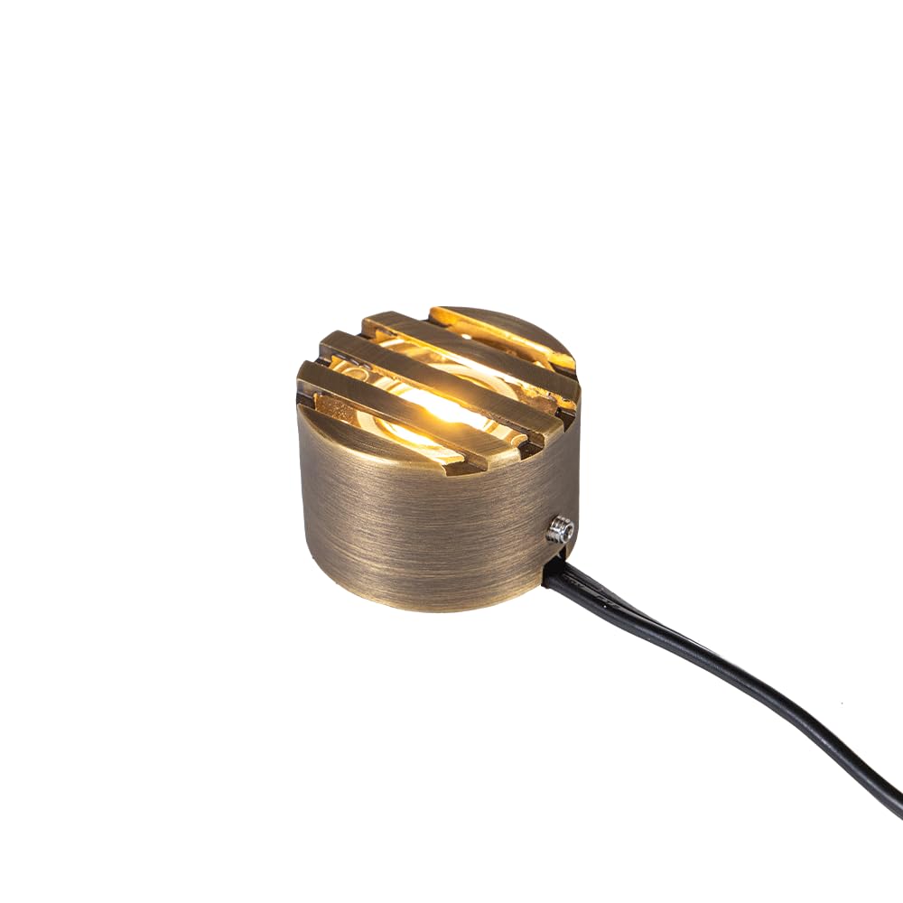 VOLT 12V 1W 2700K Warm White IP67 Watertight 116 Lumen Solid Brass BuddyPro LED Puck Light (Grated) for Deck, Step or Hardscape Outdoor Lighting