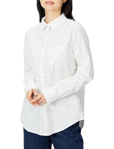 crisp poplin cloth shirt long sleeve button down business - white dots