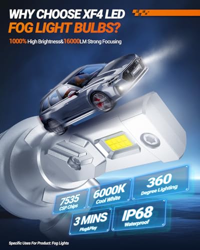 Image of SEALIGHT H11 LED Fog Light Bulb 16000LM, 6000K White with Liquid-Cooled Copper Tube, H11 /H16 /H8 LED Fog Lights for Car, Trucks, Pack of 2