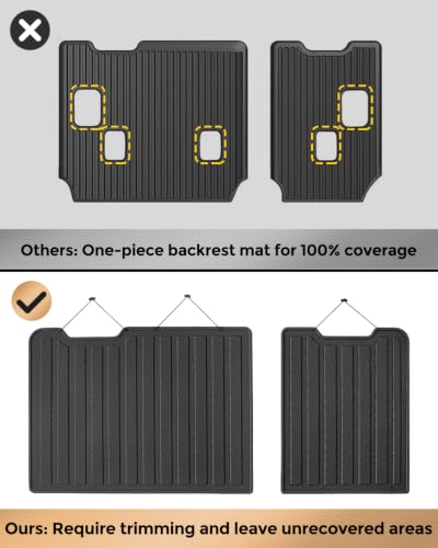 Image of Weather Liner Floor Mats Cargo Liner for Tahoe Yukon 2015-2020 6 /7 Seats | Built for Folded 3rd Row Seat TPE All Weather Odorless Easy-install Secure in Place Non-slip Surface Handle Heavy Rain Snow