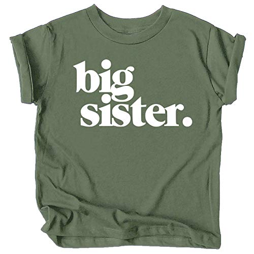 Image of Bold Big Sister Colorful Sibling Reveal Announcement T-Shirt for Baby and Toddler Girls Sibling Outfits