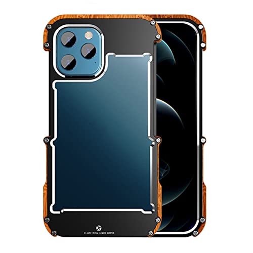 Coque iPhone 12 Pro arrière antichoc métal bois rigide