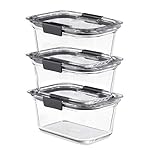 Rubbermaid Brilliance Glass Storage 4.7-Cup Food Containers with Lids Set of 3 Clear